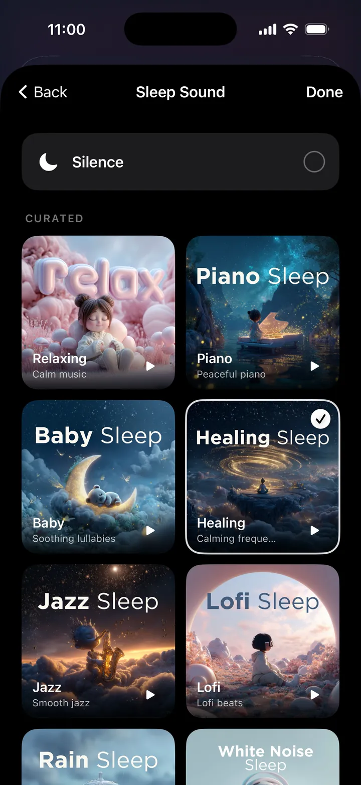 Healing sleep sound selected